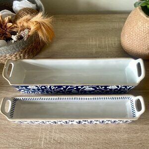 Mud Pie Indigo Cracker Stoneware Server Set (No Box)
